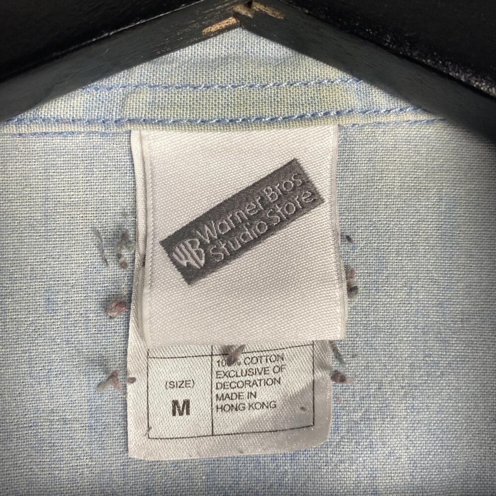Vintage Tweety Bird Shirt Mens Medium Blue Denim Warner Bros Studio Store 90s - Picture 3 of 16